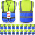 Safety Vests,Hi Vis Vest Reflective Vest with 5 Pockets and Zipper for Men Women, Neon Working Vest for Outdoor One Size