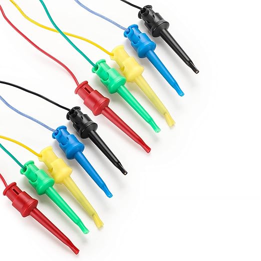 Sumnacon 10Pcs Test Hook to Male Jumper Wires - 26 AWG Binding Post to Solderless Breadboard Jumper Leads, Soft Silicone Flexible Test Leads for Electrical Testing