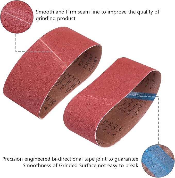 24 Pcs 4 x 21 Inch Sanding Belts, 120 Grit Sanding Belts for Belt Sander, 4x21 Aluminum Oxide Sanding Belts for Wood Furniture (4x21in, 120 Grit)