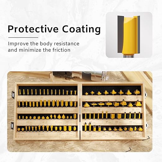 CSOOM 100PCS Router Bits Set - 1/4" Shank, Professional Wood Bits, Tungsten Carbide Milling Bits for Woodworking