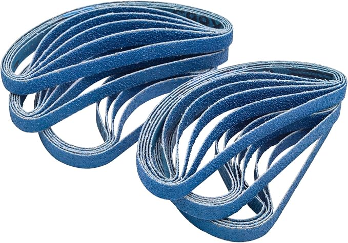 30 Pcs 3/8x13 Inch Zirconia Sanding Belts, 60 Grit Zirconia Sanding Belts for Air Belt Sander, 3/8 x 13 Sanding Belts for Metal Grinding (3/8x13in, 60 Grit)