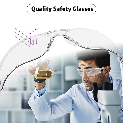 Safety Glasses Bulk of 100 ANSI Z87.1 Protective Eyewear Scratch-Resistant for Work, Lab, Construction