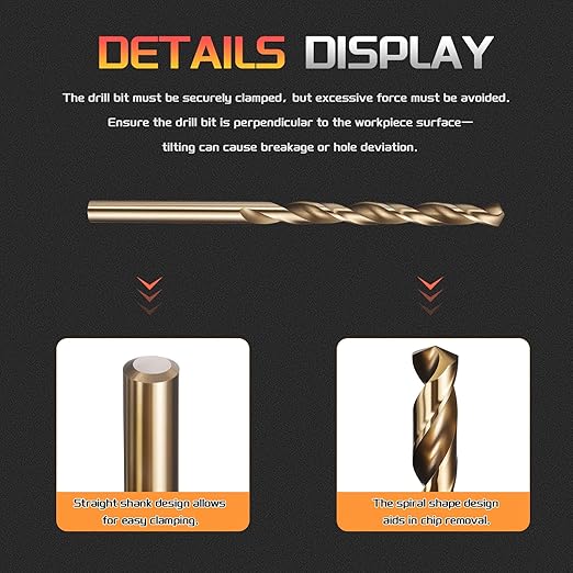 Drill Bit, 5/32" Cutting Diameter (3.969mm), 4241 HSS Gold 118° Cutting Angle Versatile Jobber Bits - (Applications: for Drilling Plastic Wood Soft Thin Metal), 12-Pieces