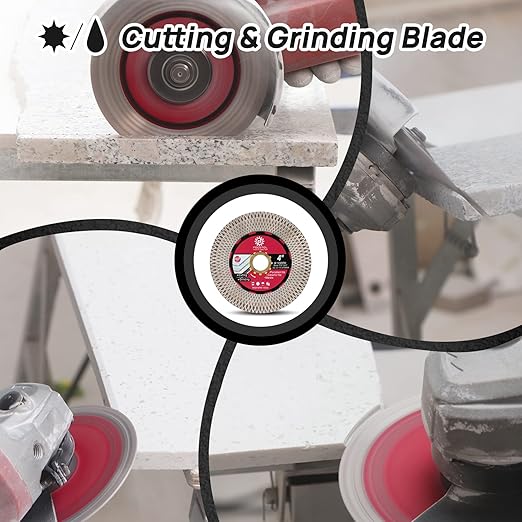 Diamond Tile Saw Blade - 4''(105mm) Cutting & Grinding Disc Wheel for Porcelain Ceramic Tile Marble Granite Artificial Stone with X Mesh Rim for Angle Grinder