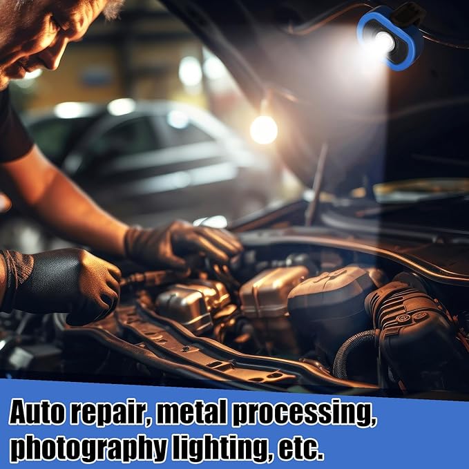Retisee 3 Pcs 720 Lumens Magnetic Work Light USB Rechargeable LED Flashlight Portable Inspection Light for Car Repair Emergency Lighting Mechanics Workshop (Blue)