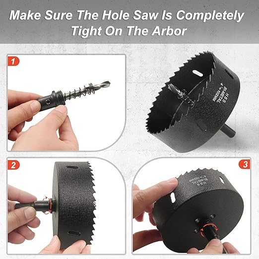 4-1/4 Inch Hole Saw with 3/8" Triangle Shank Quick Change Arbor, JTemgle Bi-Metal Hole Saw Heavy Duty Hole Cutting Tool for Cornhole Boards, Recessed Lights, Wood, Plastic, Drywall & Soft Metal
