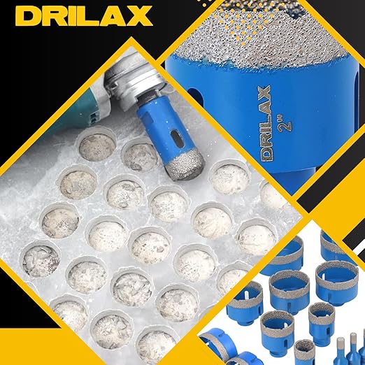 Drilax Pro Series 2 Inch Diamond Hole Saw for Angle Grinders | 1-3/8" Depth | 5/8"-11 Thread | Fast & Dry Drilling for Large Conduit, Pipes, Access Holes | Long Life