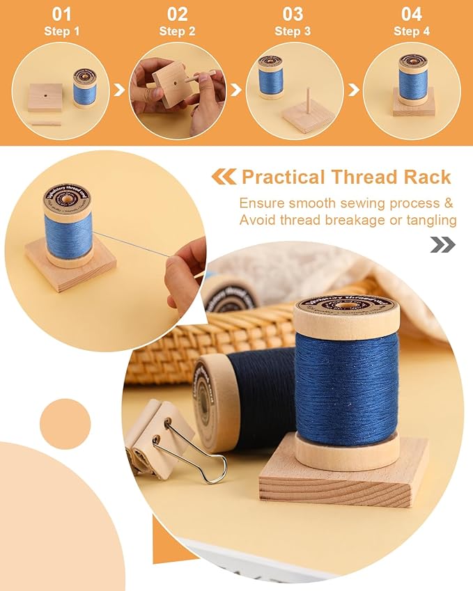 FOUSNOW Upholstery Repair Kit, Sewing Kit with Blue Sewing Threads, Professional Heavy Duty Sewing Kit for Home Repair Sewing Denim Clothes, Denim Bags, Jacket, Shoes, Wallets Crafts