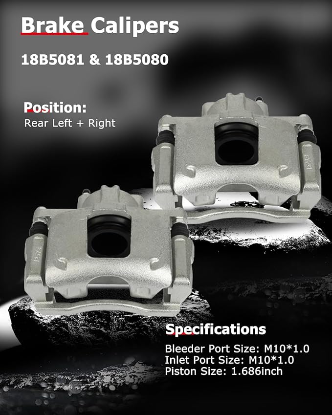 cciyu Front & Rear Brake Calipers Assembly w/Bracket 2008-2012 For Chrysler For Town & Country,2008-2012 For Dodge For Grand Caravan,2009-2012 For Volkswagen For Routan 18B5044 18B5045 18B5081 18B5080