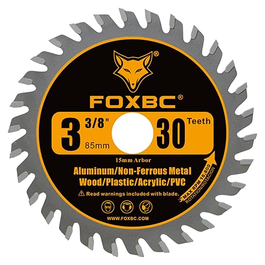 FOXBC 3-3/8 Inch Compact Circular Saw Blade Set, Multi-Material Cut for Wood, Plastic, Metal, Tile Cutting, 15mm Arbor - 6 Pack