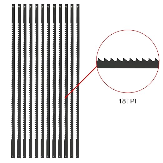 5 Inch Pin End Scroll Saw Blade 18 TPI for Wood, High Carbon Steel 36 Pack