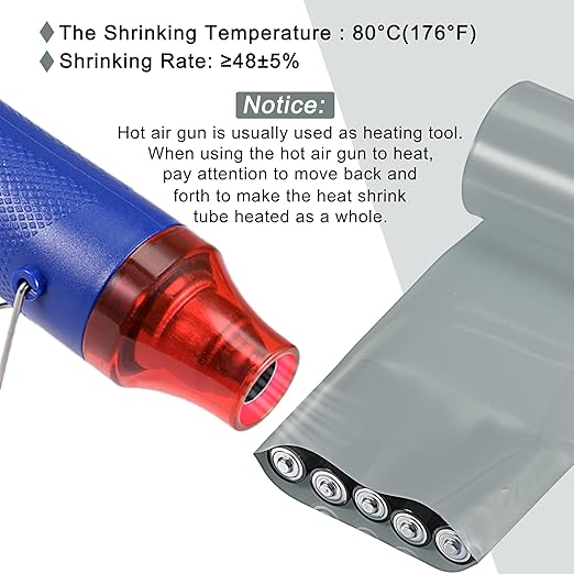 MECCANIXITY Battery Wrap PVC Heat Shrink Tubing 26mm Dia 43mm Flat 20 Feet(6meters) Silver Gray Good Insulation for Battery Pack