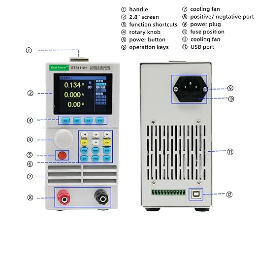 ET5411A+ Electronic Load Tester Programmable USB DC Multi Testers 400W 500V 15A Adjustable Constant Current Voltage Resistance Power Detector