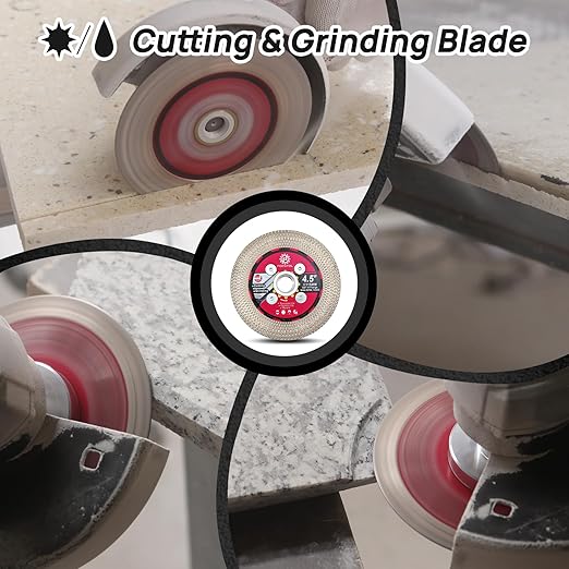 Diamond Tile Saw Blade - 4.5''(115mm) Cutting and Grinding Disc Wheel with 5/8"-11 Flange for Porcelain Ceramic Tile Marble Granite Artificial Stone with X Mesh Rim for Angle Grinder