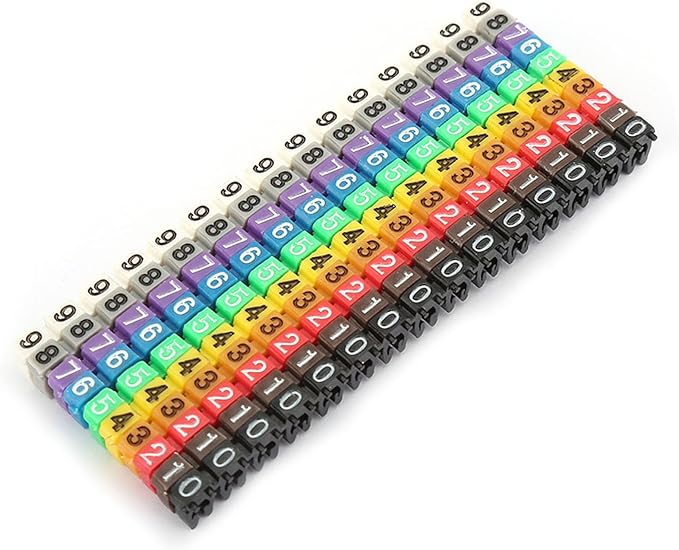 Wire Number Labels, 0.1 x 0.1in Colorful Wire Number Tube Cable Marker, Digital Number Clip on Wire Marker, Plastic Wire Numbering Marker for Wires Management, 150Pcs