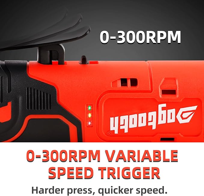 dogtooth Extended Cordless Electric Ratchet Wrench Set,40 Ft-lbs, 300 RPM, Brushless, Variable Speed Trigger, 3/8" 16.8V Power Ratchet Tool Kit With 1 * 1500mAh Lithium-Ion Battery And Charger