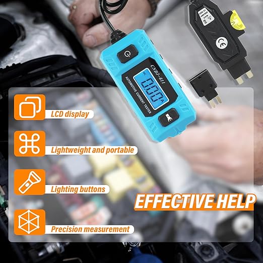 Car Circuit Tester, Automotive Current Tester Blade Fuse Max 48V, Circuit Measure Amp Fuse Buddy, Automotive Blade Checker Fuse Box Test for Current Circuit Testing