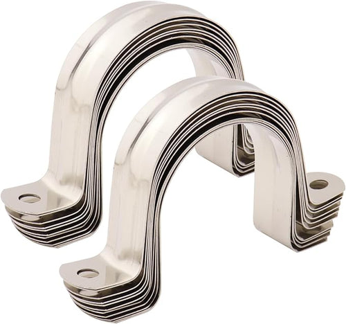 20Pcs Reinforced Rigid Pipe Strap 2 Inch Two Hole Strap U Bracket Pipe Clamps, 304 Stainless Steel Conduit Clamps Tension Tube Clip for Pipes Fixing M50
