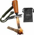 Fire Starter Survival Tool, Ferro Rod Kit with Tinder Wick, Pouch, Waterproof Flint and Steel Fire Starter for Camping, Hiking and Backpacking Gear