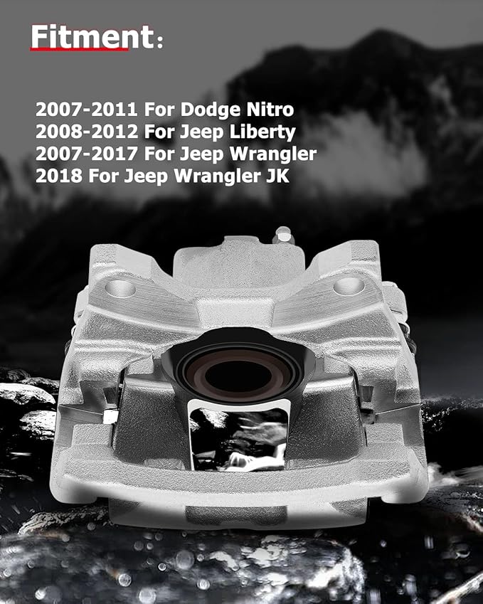 cciyu Rear Right Disc Brake Caliper Assembly w/Bracket 18B5047 2007-2011 For Dodge For Nitro,2008-2012 For Jeep For Liberty,2007-2017 For Jeep For Wrangler,2018 For Jeep For Wrangler JK