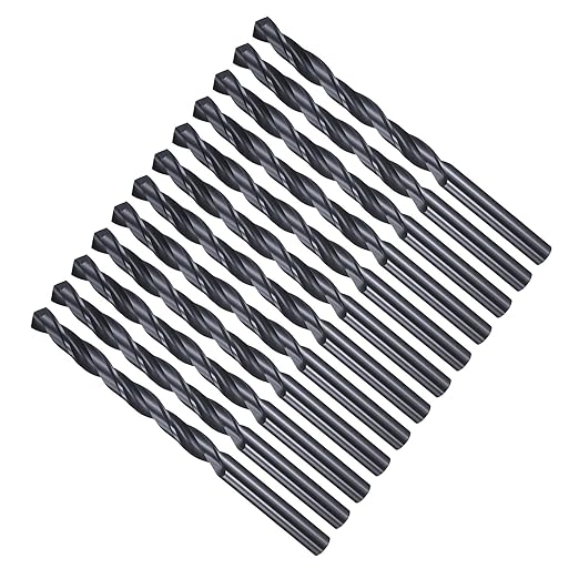 Drill Bit, 7mm Cutting Diameter, 4241 HSS Nitriding Black 118° Cutting Angle Versatile Jobber Bits - (Applications: for Drilling Plastic Wood Soft Metal), 12-Pieces
