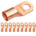 SELTERM 10pcs 4/0 AWG - 1/2" Stud Battery Lugs, Heavy Duty Wire Lugs, Ring Terminals, Cable Ends, 0000 Gauge Terminals, UL Bare Copper Eyelets Electrical Terminal Connectors