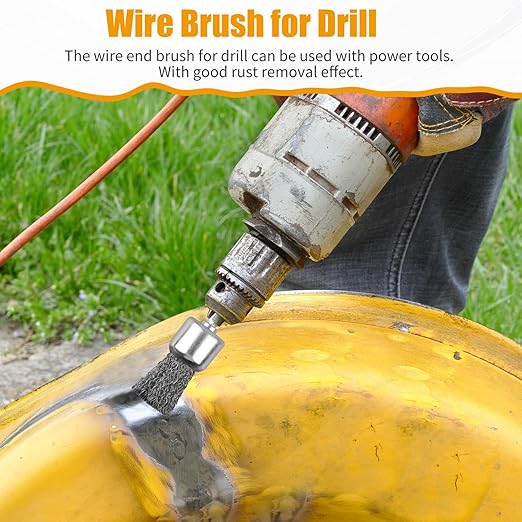 18 Pack Wire End Brush Set, Wire Brush for Drill ,6 Sizes 0.012"Crimped Wire Wheel for Drill 1/4 Inch Shank, for Drill Attachment