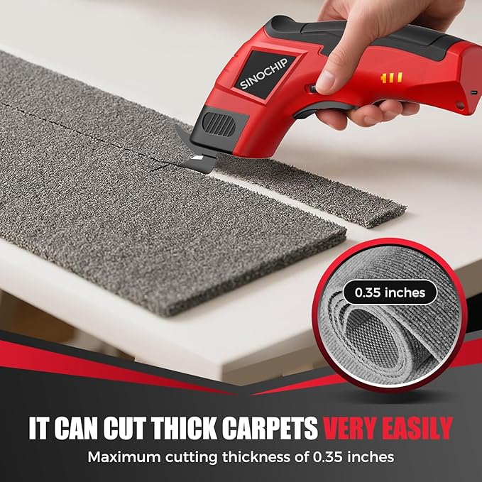 Electric Scissors for Cardboard Cutting, 2000mAh cell 12000RPM High-Power Box Cutter with Dual Blades & Safety Lock Suitable for fabrics, cardboard, plastics, leather, carpets, Cable Cutter