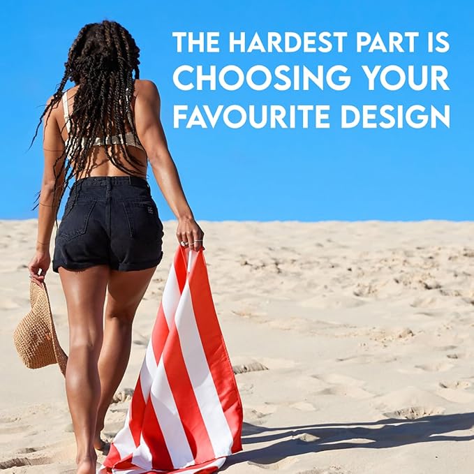 Dock & Bay Beach Towel - Quick Dry, Sand Free - Compact, Lightweight - 100% Recycled - Includes Bag - Cabana - Set H (4), Large (160x90cm, 63x35)