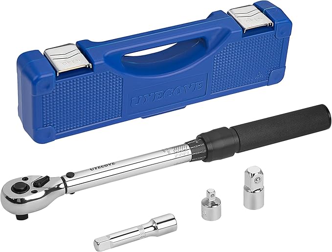 3/8-Inch Drive Click 3/8 Torque Wrench 4 Pcs Set, 10~45FT/13.5-61N.m, Torque Wrench 3/8 with Extention Bar, 3/8'' to 1/2'' Adaptor and 3/8'' to 1/4'' Adaptor