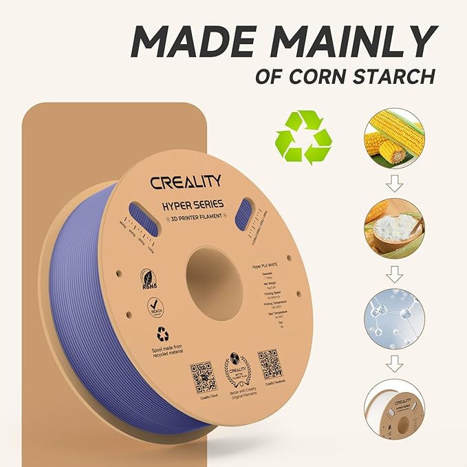 Official Creality Hyper PLA Filament 1.75mm, High Speed PLA 30-600mm/s 3D Printer Filament, Dimensional Accuracy +/-0.02mm, Fit Most FDM 3D Printers, 1KG(2.2lbs) Spool Very Peri