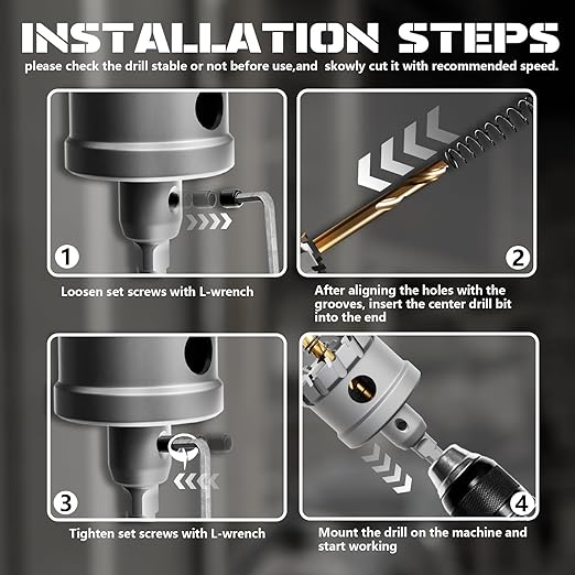 Hole Saw 6 PCS, Hole Saw for Metal, TCT Hole Cutter, 4 Drill Saws with 2* Extra Pilot Center Bits, 2* Springs for Metal, Iron and Stainless Steel