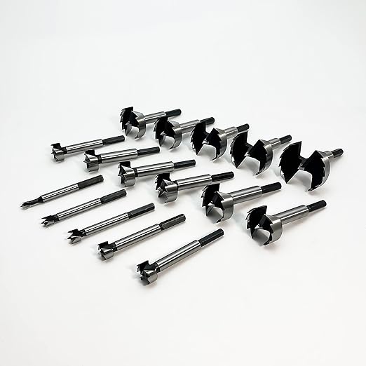 Forstner Bit Set 16Pcs Hex Shank, Wood Drill Bits Set with Multi Sided Shank