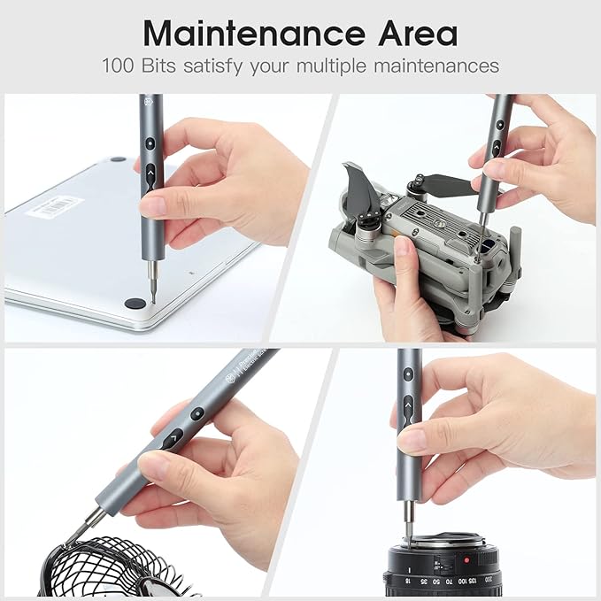 UF-TOOLS Mini Electric Screwdriver, 120 in 1 Small Portable Cordless Power Screwdriver, with 100 Precision Bits & LED Light & 20-bit Tool Set, Handy Repair Tool for Phone, Watch, Camera, Laptop