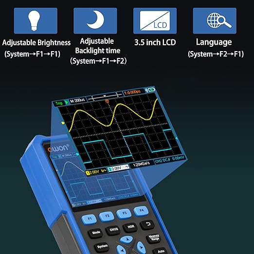 HDS2202 Oscilloscope, 2 in 1 Dual Channel 200MHz Bandwidth Handheld Oscilloscope Multimeter with 1GSa/s Sample Rate for Automobile Measurements, Electronic Measurement Oscillograph
