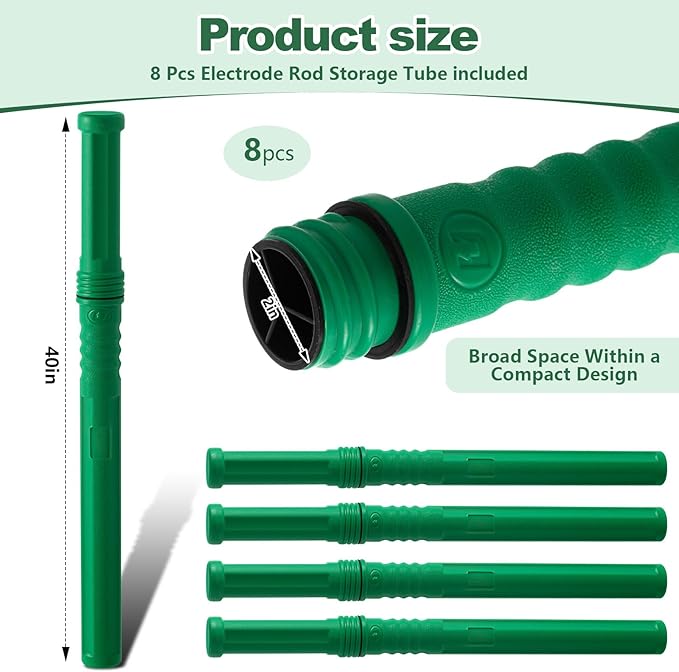 Tandefio 8 Pcs Welding Rod Storage Tube 40 Inch Tig Rod Storage Canisters Welding Electrode Holder Airproof Waterproof Container(Green)