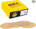 Dura-Gold Premium 500 Grit 6" Gold Sandpaper Discs, No Hole Pattern Dustless, Box of 50, Hook & Loop Backing for DA Sander, Finishing Coarse Sanding Abrasive Automotive Paint, Woodworking Wood, Metal
