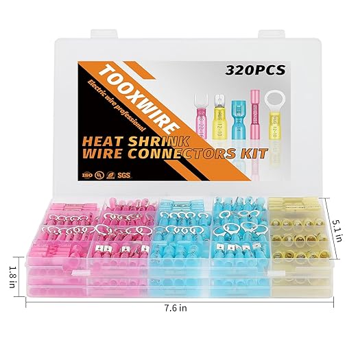 320PCS Electrical Connectors Red Copper, Heat Shrink Wire Connectors Kit, Crimp Connector Wire Terminals for Automotive Marine