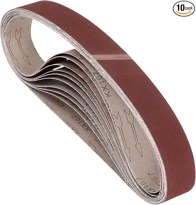 10 Pcs Sanding Belts 1-1/2 x 30 Inch 240 Grit Aluminum Oxide Abrasive Sandpaper for Belt Sander Metal Grinding Wood Working Weld Rust Removal