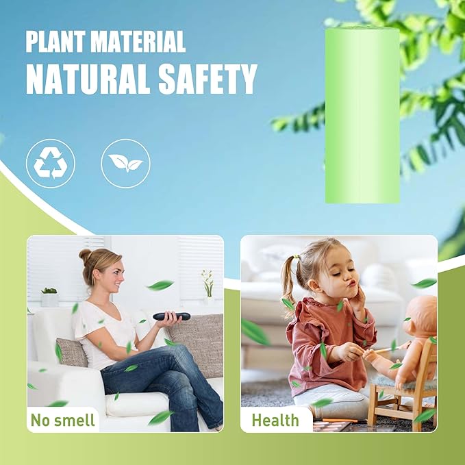 Zhuqing 3 Gallon Trash Bags, 10L Biodegradable Garbage Bags, 100 Counts Compost Wastebasket Liners Bags for Kitchen Bathroom Office, Green