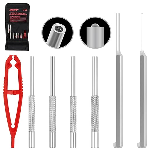 Premium 7-Piece Roll Pin Starter Punch and Bolt Catch Install Punch Set - 1/16, 5/64, 3/32, 1/8-inch