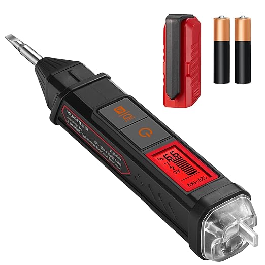 AstroAI VTS1000H Voltage Tester with Screwdriver, Non-Contact Electrical Tester, Dual Range AC 12V/70V-1000V, Live Wire Test, Wire Breakpoint Finder, Audible Alarm, LCD Percentage Display, Red