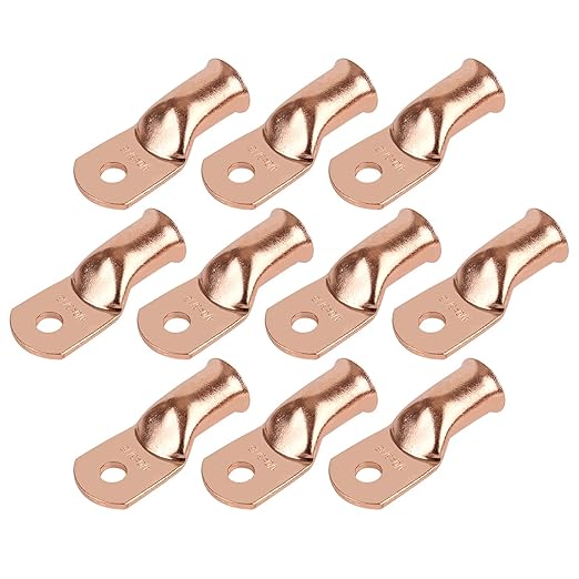 10pcs 4/0 AWG-5/16”(M8) Ring Terminals 0000 Gauge Copper Wire Lugs Battery Cable Ends Heavy Duty Battery Cable Terminal Connectors