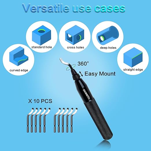 DKIBBITH 13-Piece Deburring Tool Set with 2 Countersinks & 11 Blades - Works on Metal, Resin, PVC, Copper, Plastic,3D Printed Edges - Plumbing & 3D Printing Burr Removal Reamer Tool.