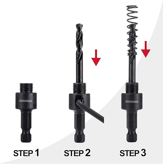 General Quick Change Hole Saw Mandrel, 7/16-Inch and 3/8 Inch Hole Saw Arbor with 3Pcs Central Drill/2PCS Hex wrench/2Pcs Spring