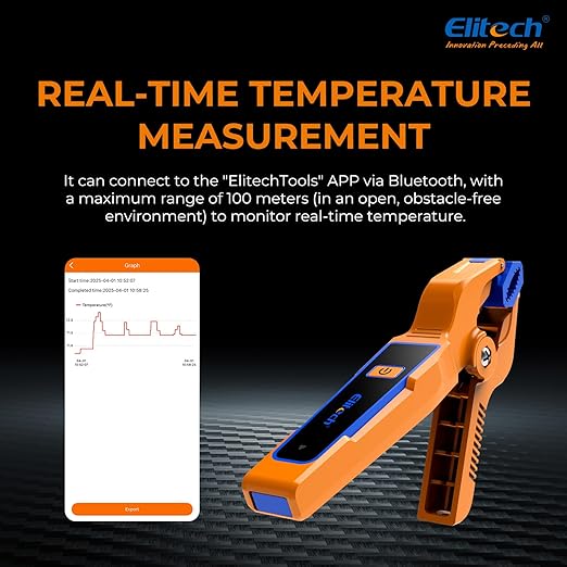 Elitech IPT-01 Wireless Temperature Clamp – T-Type Thermometer, Data Logging & Remote Monitoring –HVAC Temperature Probe with Bluetooth and App Operation & Works with Elitech App-Enabled Manifolds
