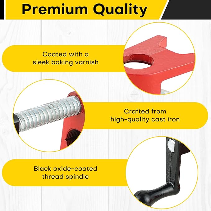 3/4" Wood Gluing Pipe Clamp Set | Professional Woodworking and Metalworking Clamps Tools with Unique Foot Design for Frame Assembly, Quick Release and Precision Gluing (4Pack, 3/4")
