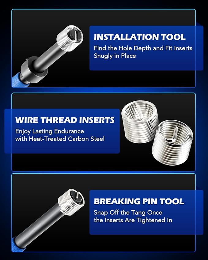 Orion Motor Tech Helicoil Thread Repair Kit, M6x1.0 Thread Repair Tool with HSS Drill Bit & 30 Thread Inserts, Metric Thread Repair Installation Kit for Rethreading Internal Threads with Carry Case