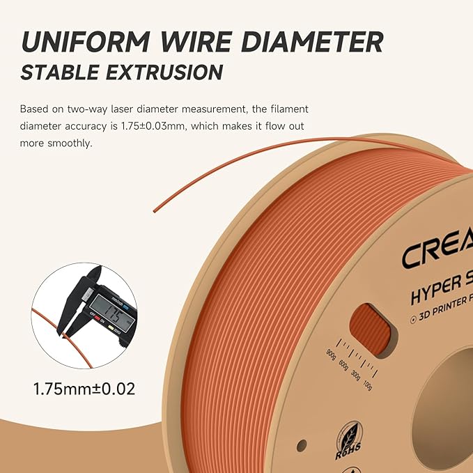 Official Creality Hyper PLA Filament 1.75mm, High Speed PLA 30-600mm/s 3D Printer Filament, Dimensional Accuracy +/-0.02mm, Fit Most FDM 3D Printers, 1KG(2.2lbs) Spool Burnt Orange
