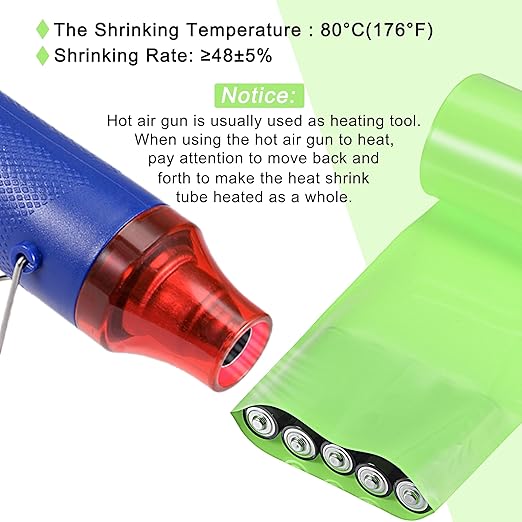 MECCANIXITY Battery Wrap PVC Heat Shrink Tubing 26mm Dia 43mm Flat 10 Feet(3meters) Light Green Good Insulation for Battery Pack